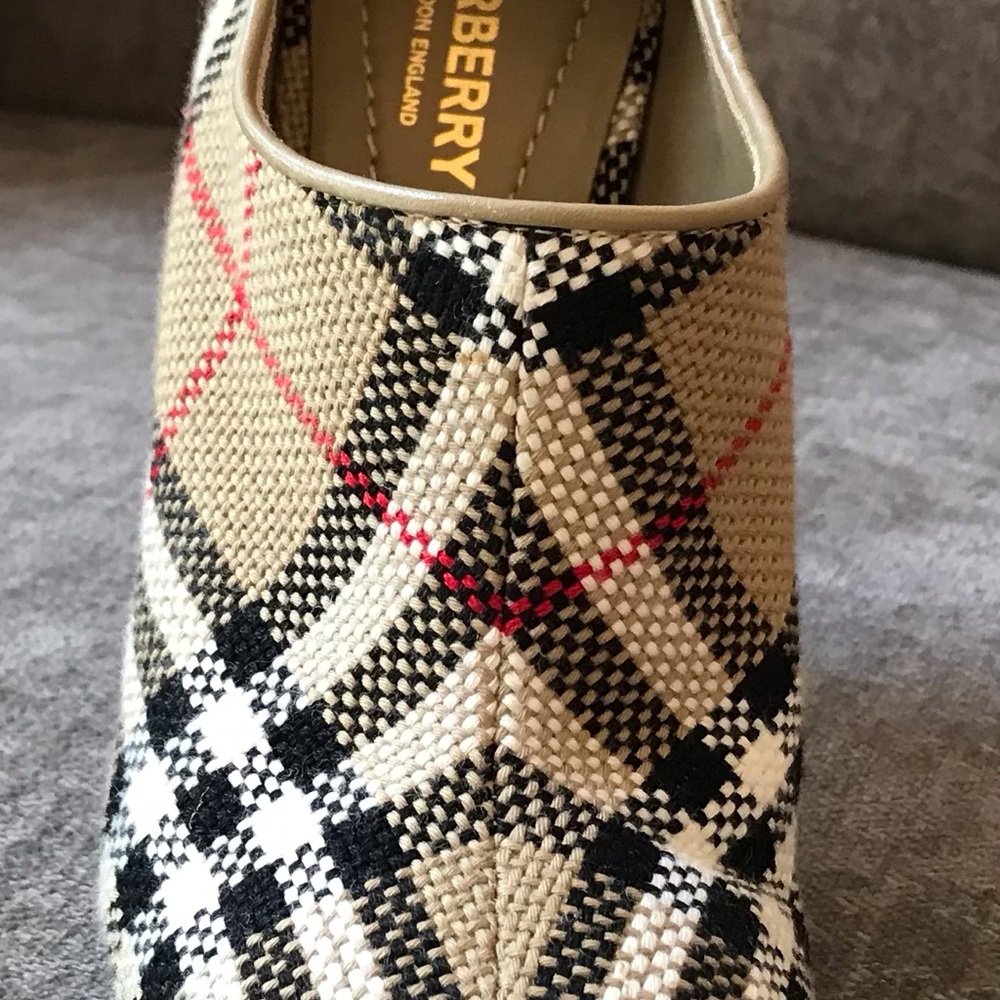 Burberry Plaid High Heel Shoes - Black, Cream, Red - Picture 6 of 7